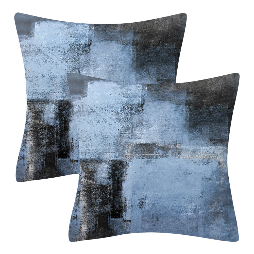 Modern Minimalist Blue Gray Abstract Calming Cushion Cover
