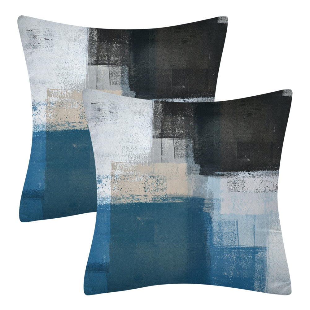 Modern Minimalist Blue Gray Abstract Calming Cushion Cover