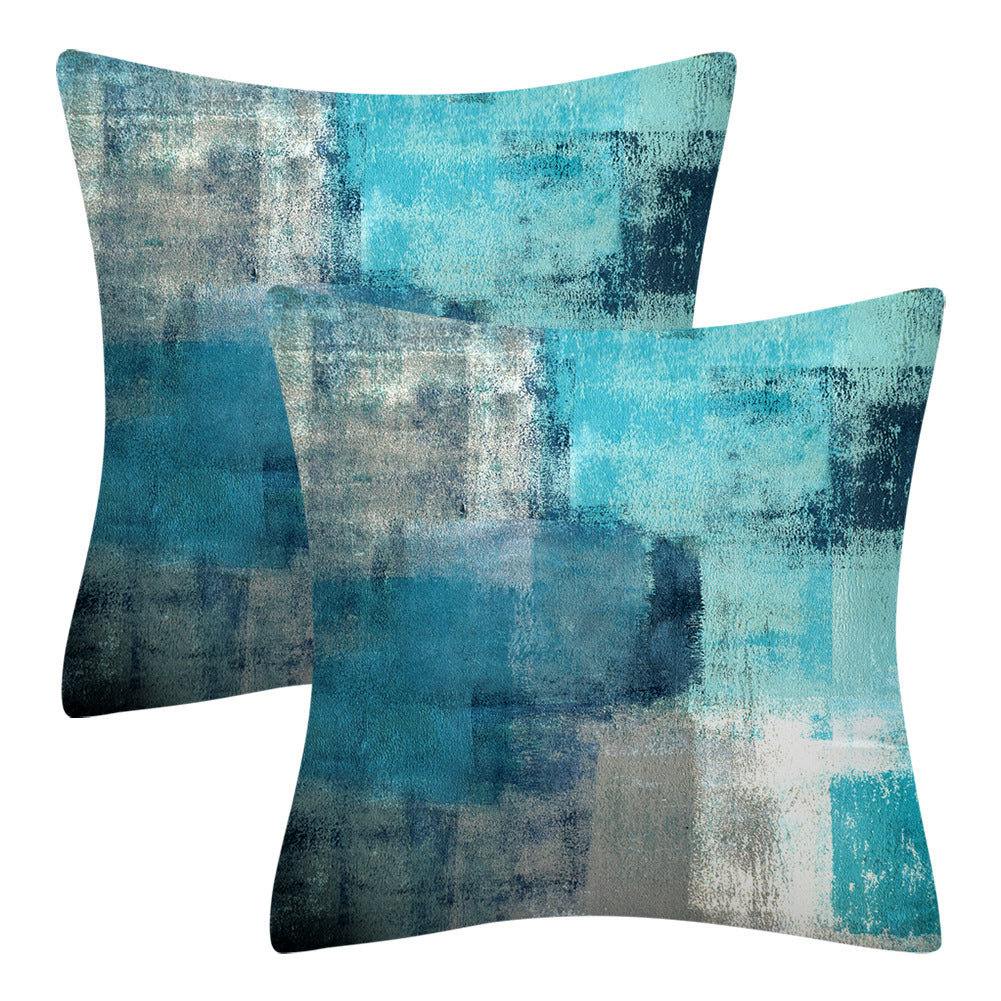 Modern Minimalist Blue Gray Abstract Calming Cushion Cover