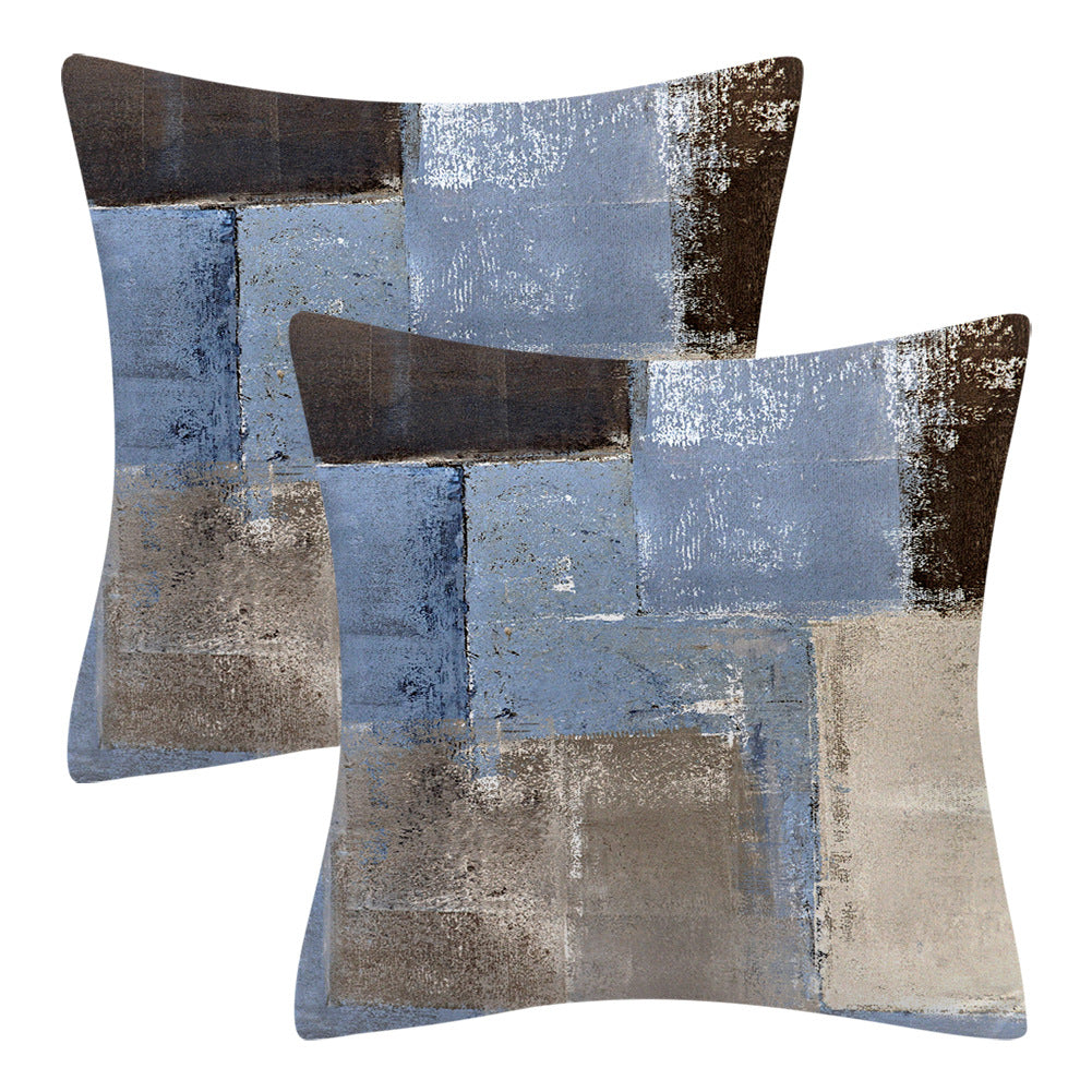 Modern Minimalist Blue Gray Abstract Calming Cushion Cover