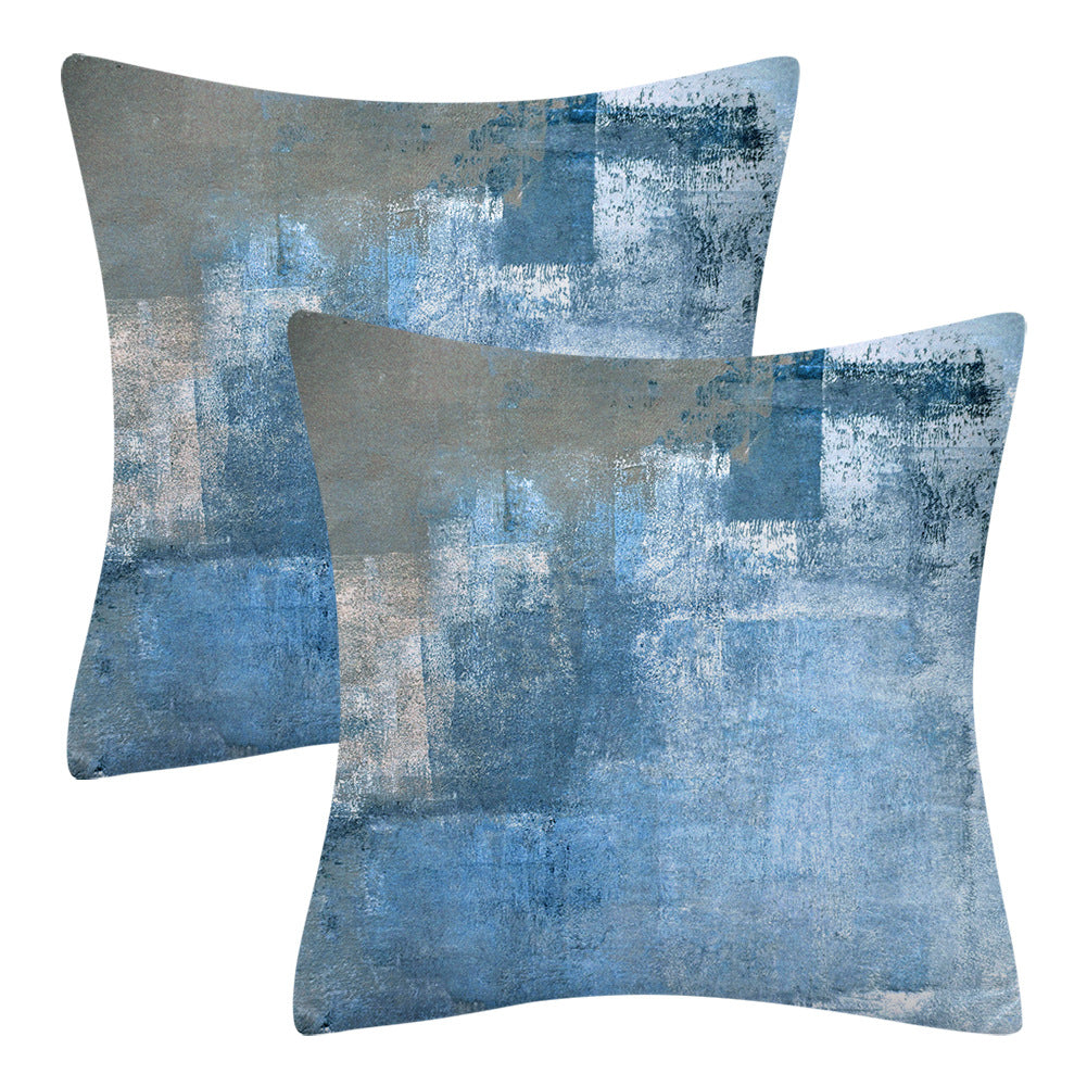 Modern Minimalist Blue Gray Abstract Calming Cushion Cover