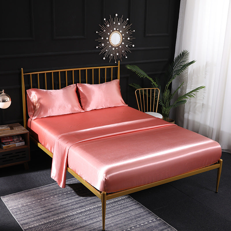 Satin Bed Sheet & Pillowcase - Four Piece Bed Sheet Set