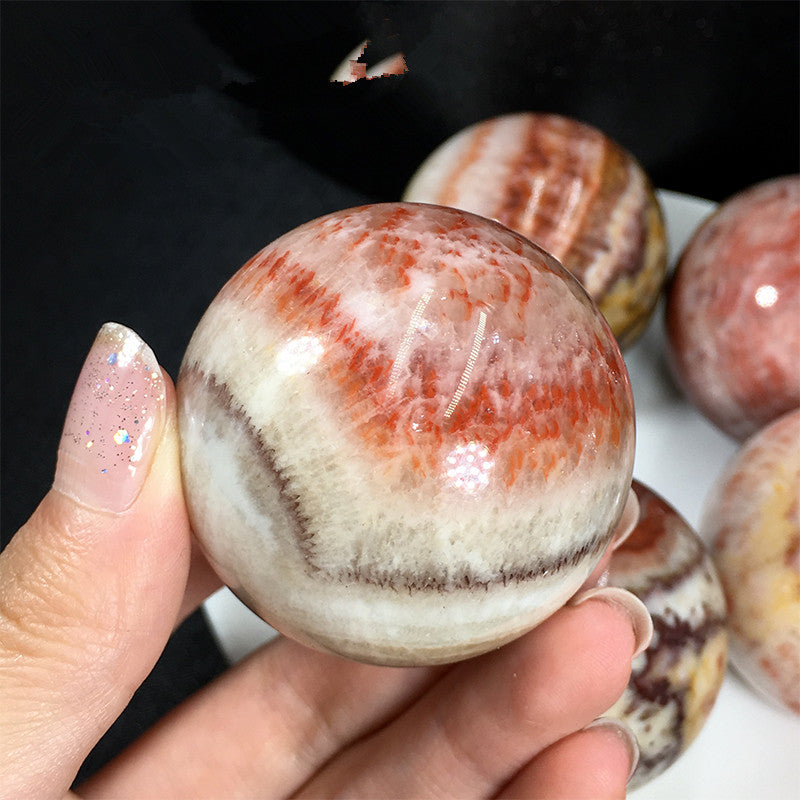 Natural Domestic Rhodolite Ball Ornaments Nepheline Mineral Rough Fitness Ball