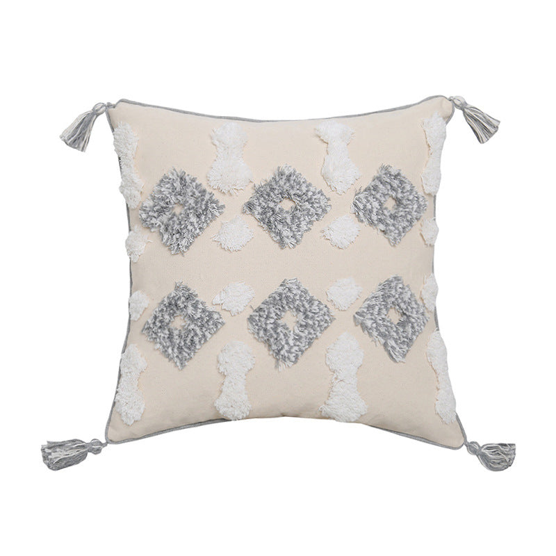 Hand-embroidered Tufted Cushion Cover