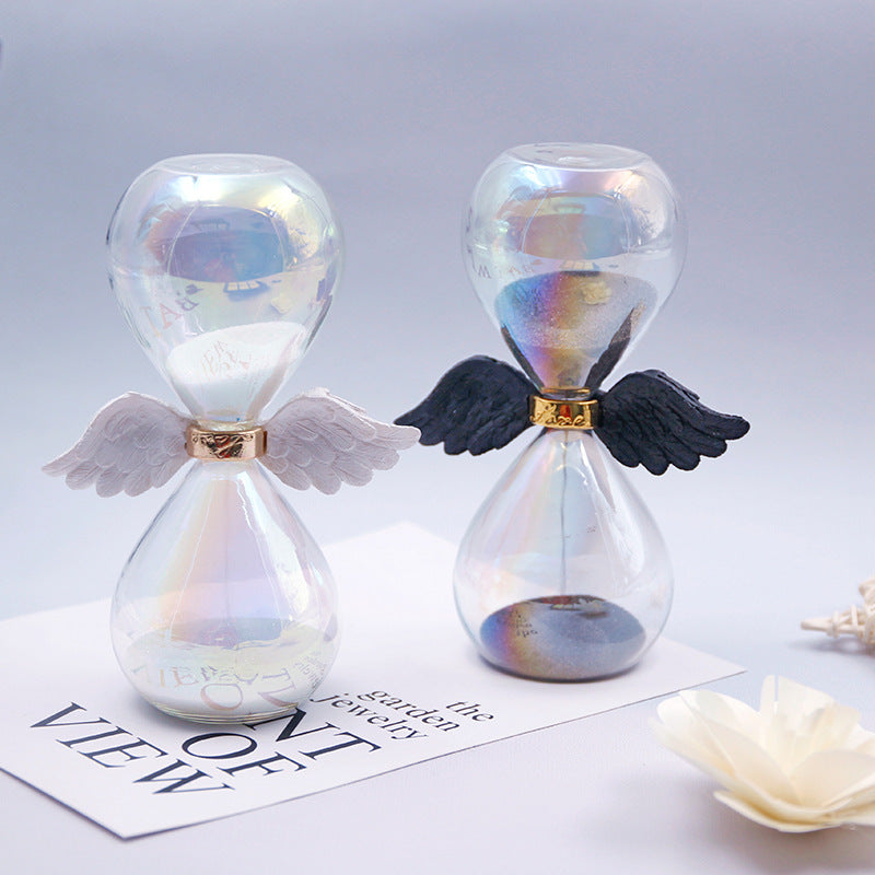 Angel wings hourglass timer small ornament
