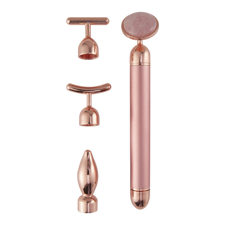 Set of 4- Rose Quartz Face Roller - battery operated
