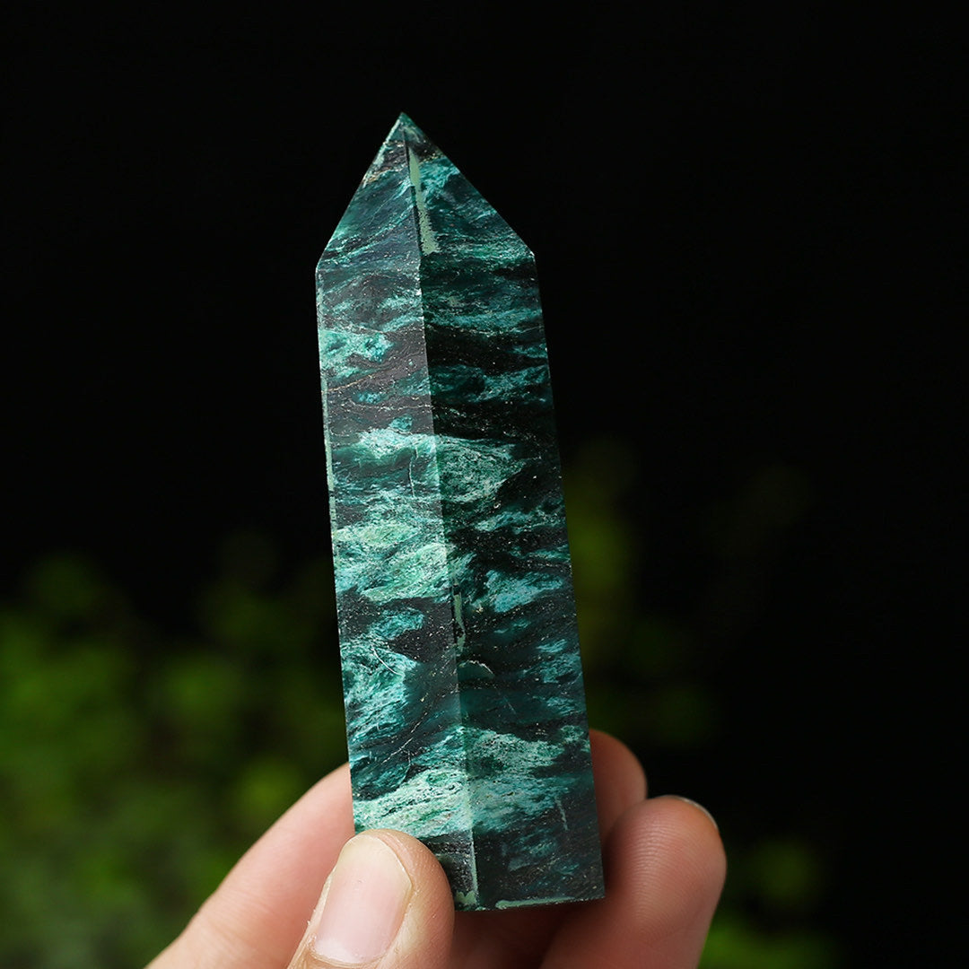 Green Mica Hexagonal Crystal Column Ornament