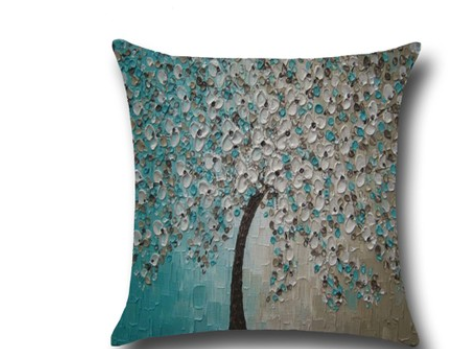 Three-dimensional Oil Painting Trees Flowers Cotton Cushion Cushion Pillowcase