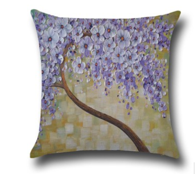 Three-dimensional Oil Painting Trees Flowers Cotton Cushion Cushion Pillowcase