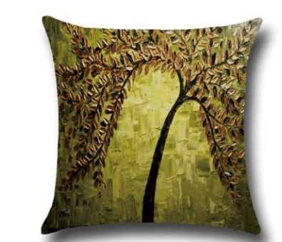 Three-dimensional Oil Painting Trees Flowers Cotton Cushion Cushion Pillowcase
