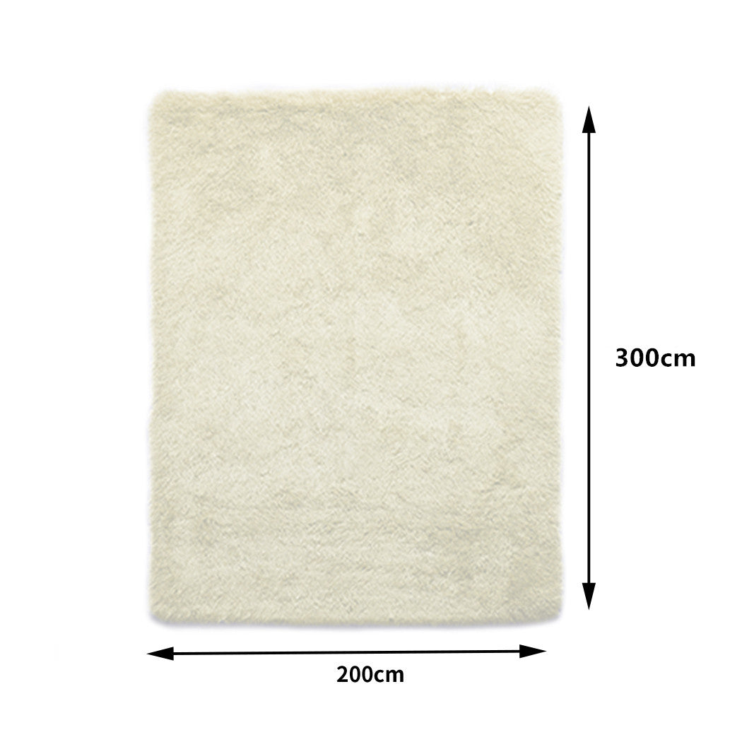 Marlow Floor Mat Rugs Shaggy Rug Area Carpet Large Soft Mats 300x200cm Cream