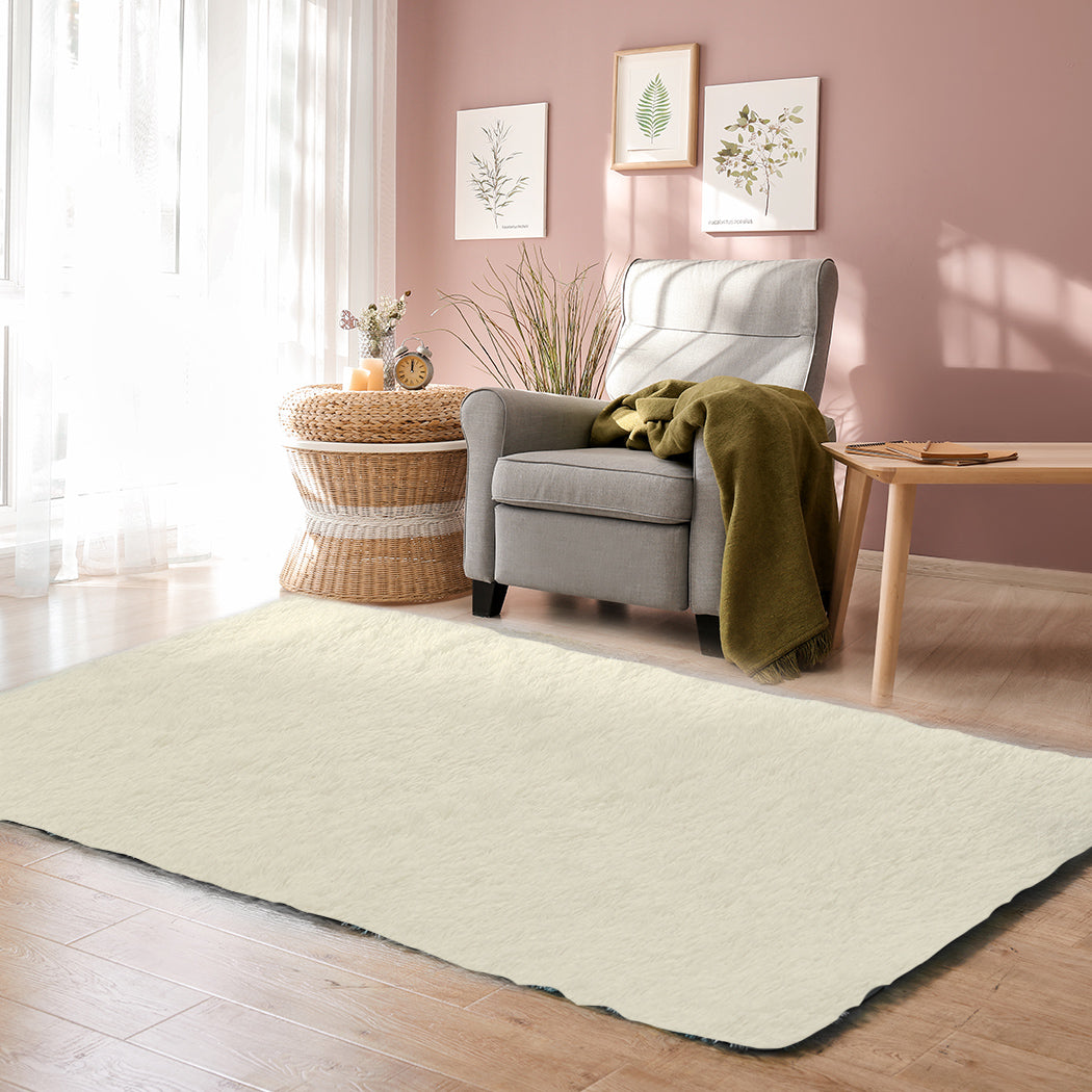 Marlow Floor Mat Rugs Shaggy Rug Area Carpet Large Soft Mats 300x200cm Cream