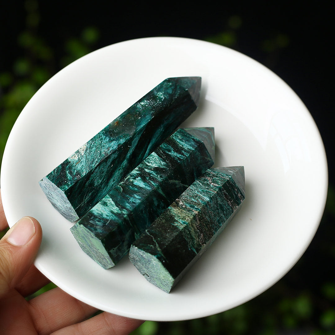 Green Mica Hexagonal Crystal Column Ornament