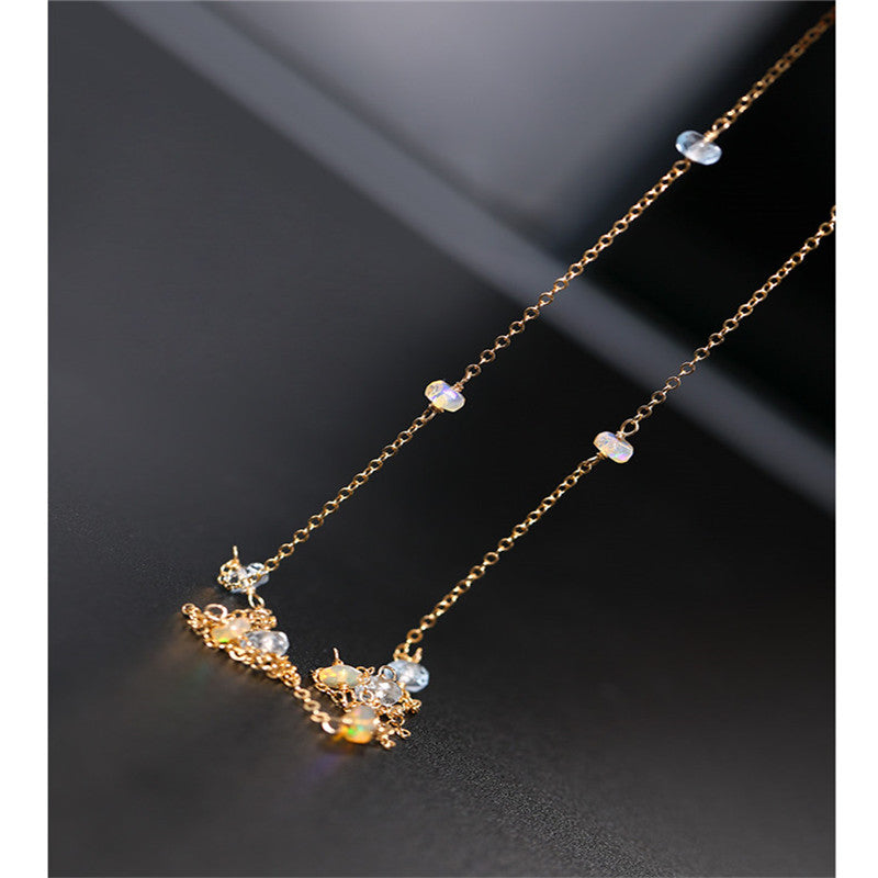 Gypsophila aquamarine necklace