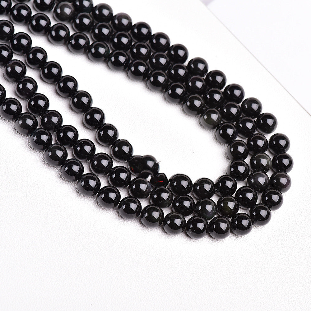 Natural Crystal Polished Obsidian Round Beads