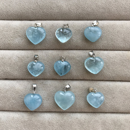 Natural Aquamarine Love Pendant Female Heart