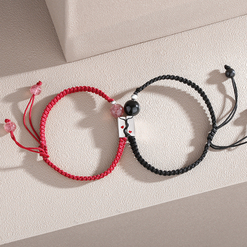 Creative Stitching Niche Obsidian Bracelet