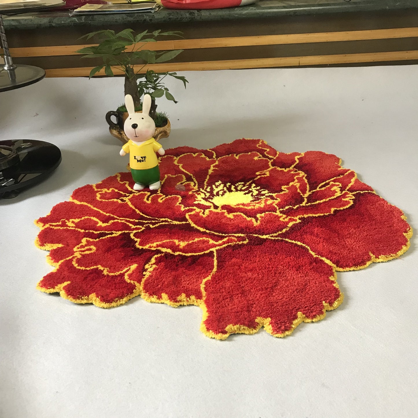 Red Peony Carpet Bath Mat
