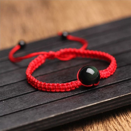 Rainbow Eye Obsidian Couple Bracelet