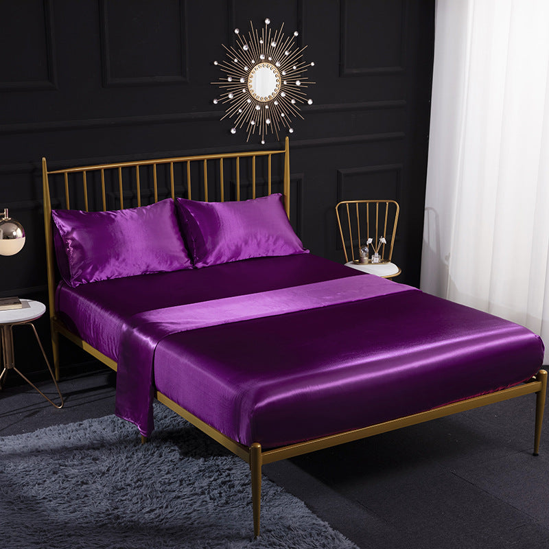 Satin Bed Sheet & Pillowcase - Four Piece Bed Sheet Set