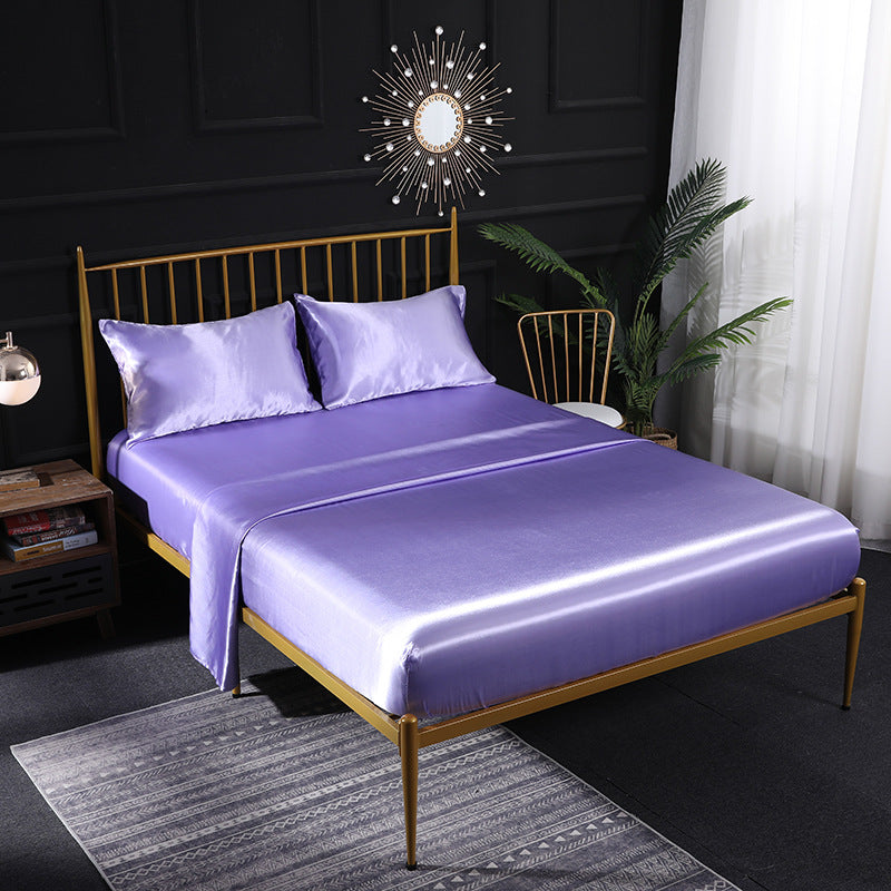 Satin Bed Sheet & Pillowcase - Four Piece Bed Sheet Set