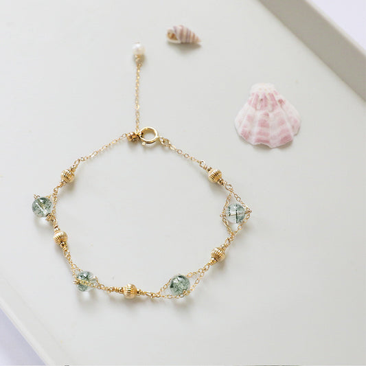 Gold and Green Ghost Crystal Lucky Bracelet