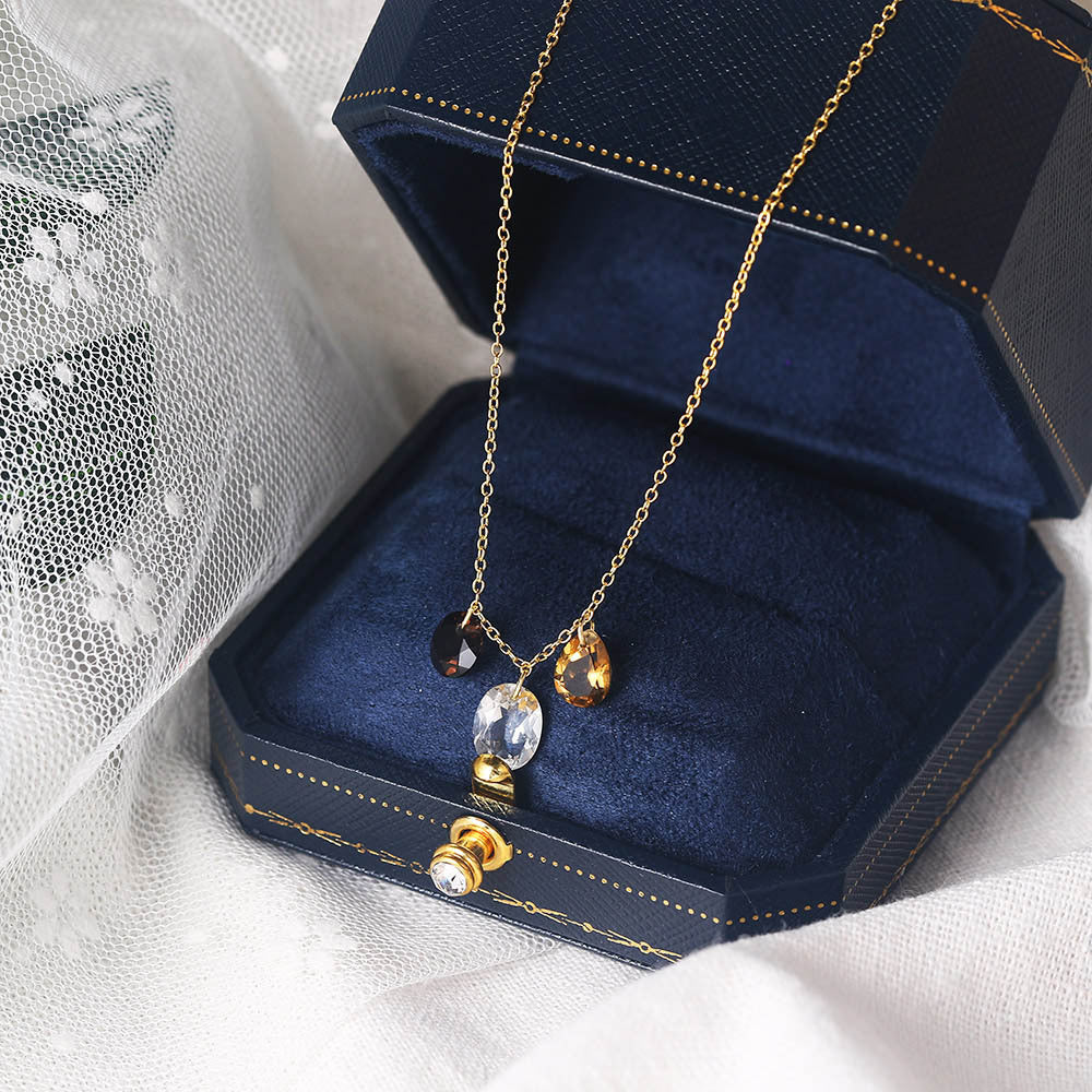 Citrine Necklace Clavicle Chain