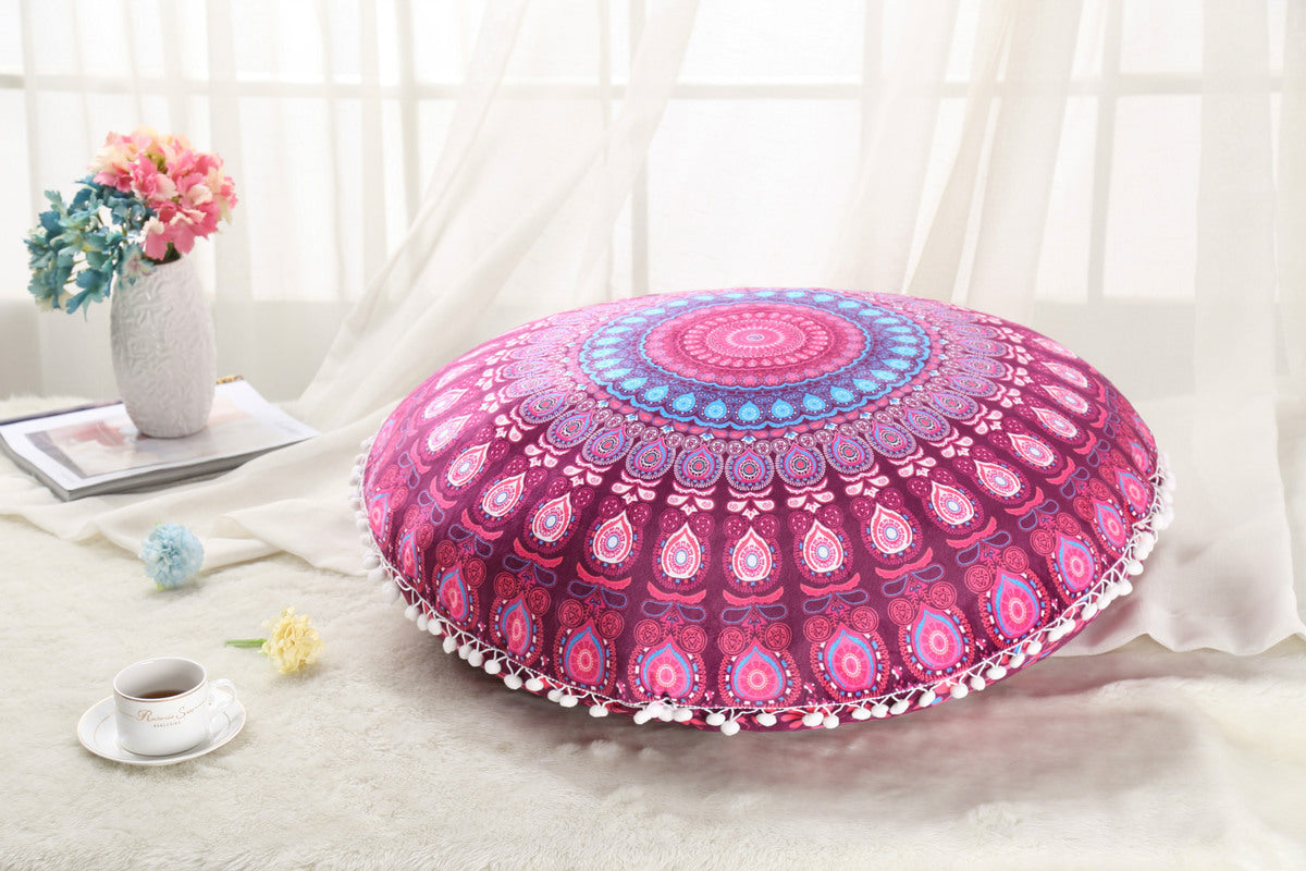 Colorful Mandala Floor Cushion Ottoman- Bohemian