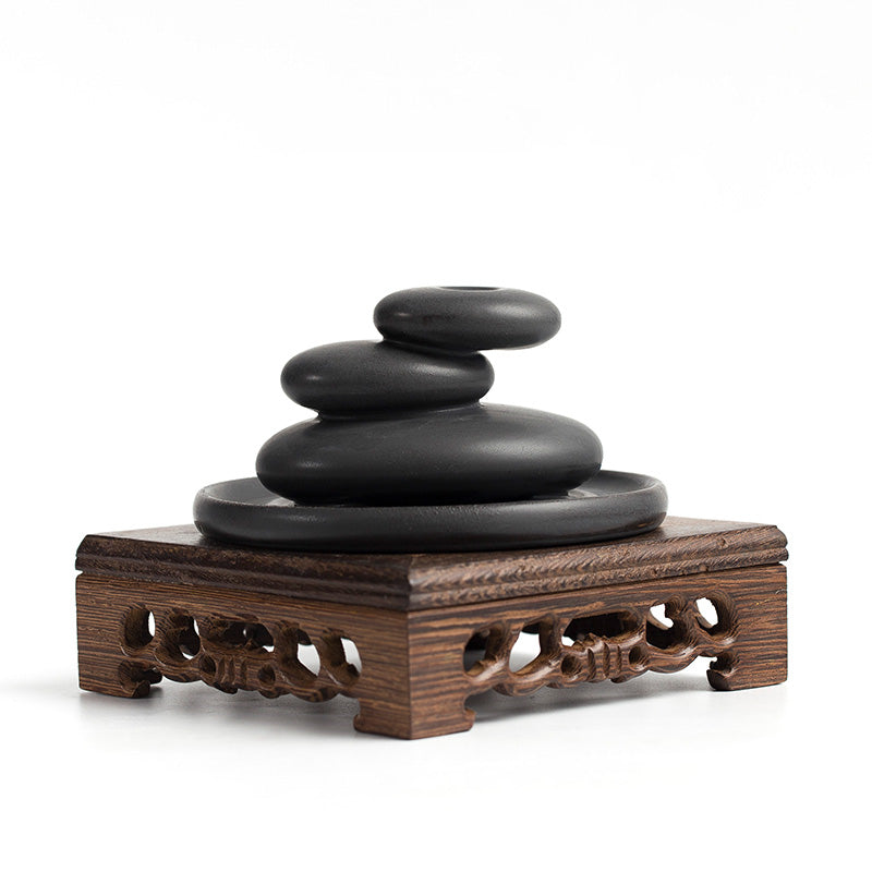 Ceramic Layered Black Stone Reverse Flow Incense Burner