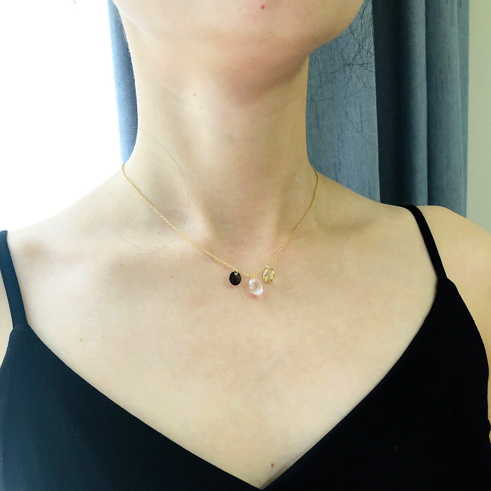Citrine Necklace Clavicle Chain