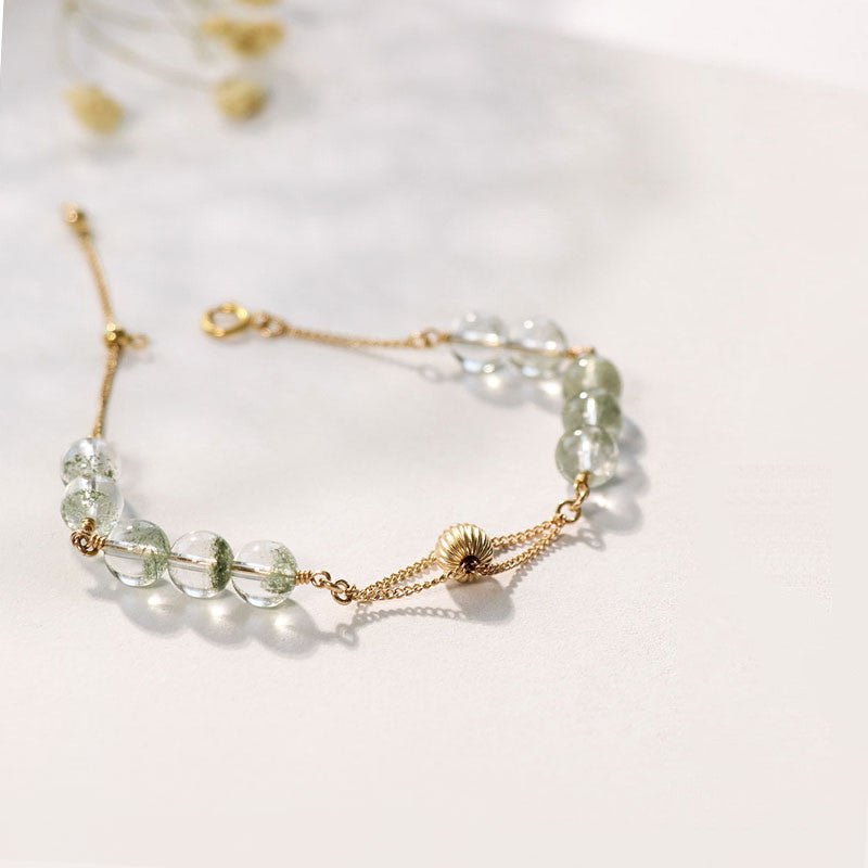 Gold and Green Ghost Crystal Lucky Bracelet