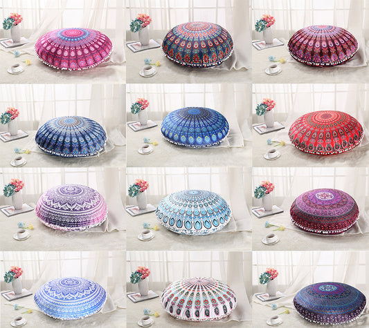 Colorful Mandala Floor Cushion Ottoman- Bohemian