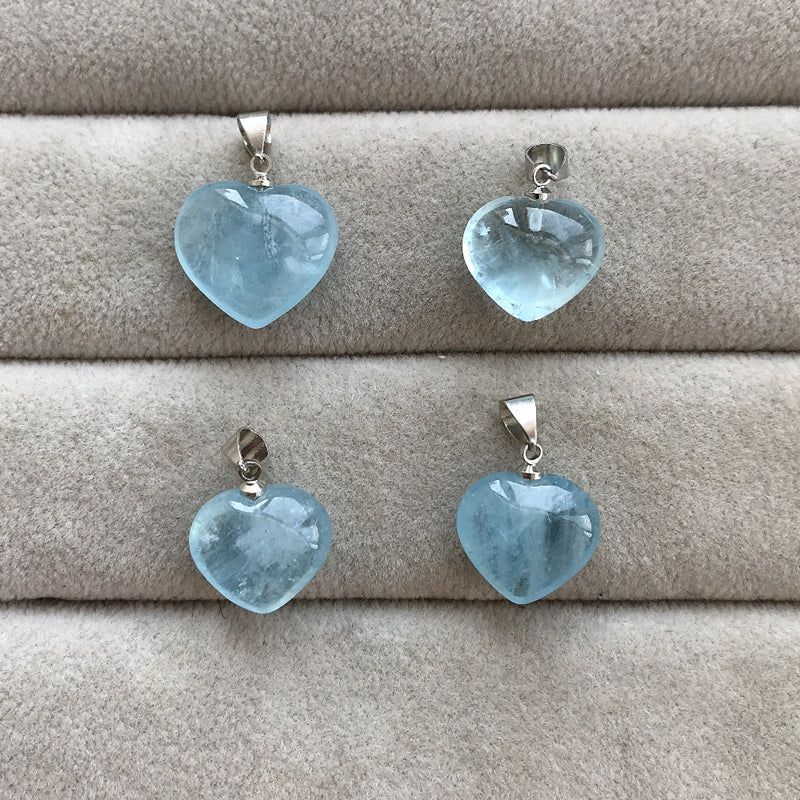 Natural Aquamarine Love Pendant Female Heart