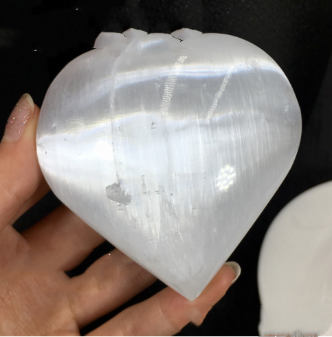 Natural Moroccan Gypsum Heart Ornament Healing Ore