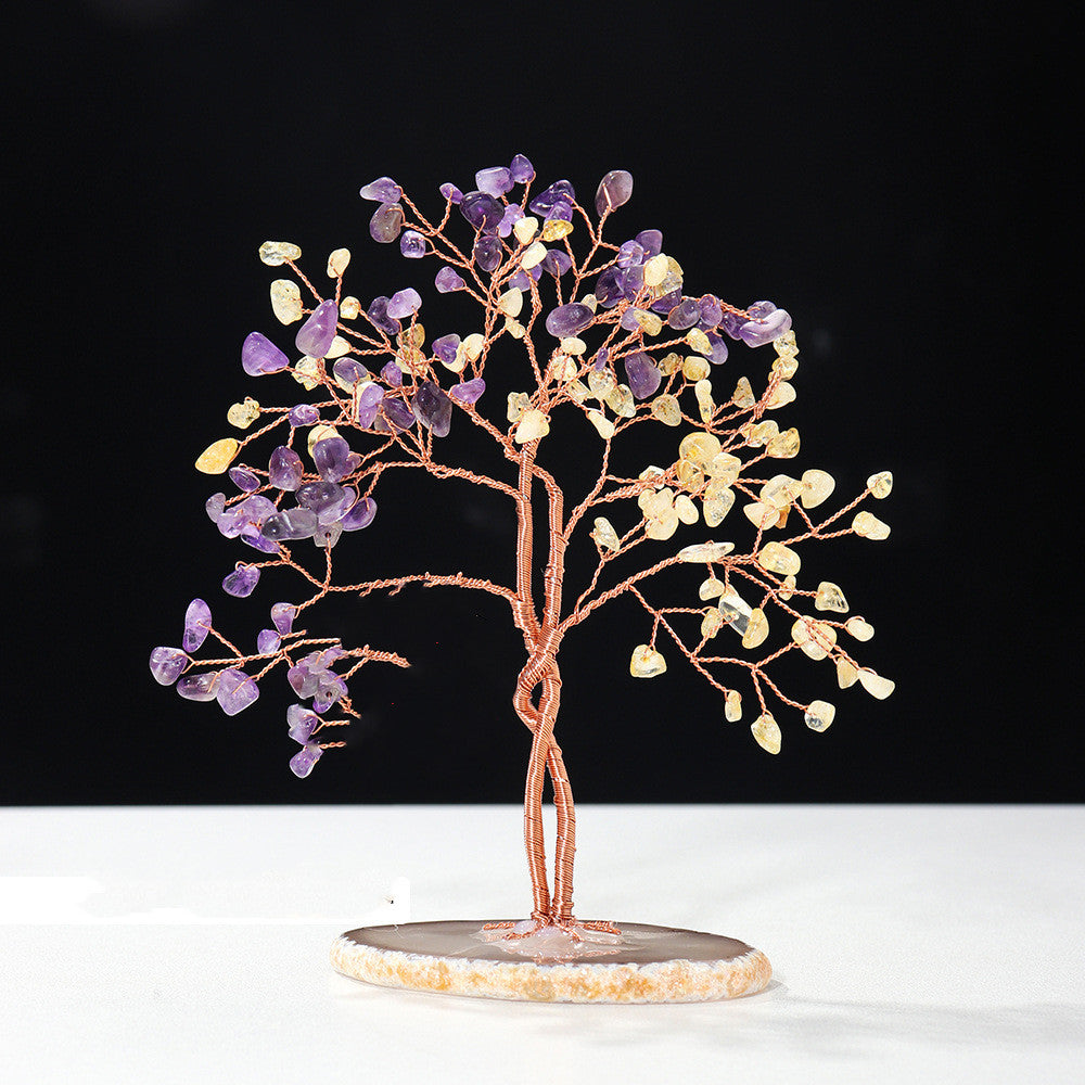Natural Purple  Citrine Couple Tree Ornament