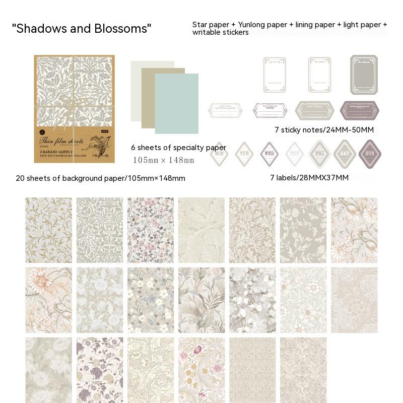 Light Retro Salt Small Floral Journal Material
