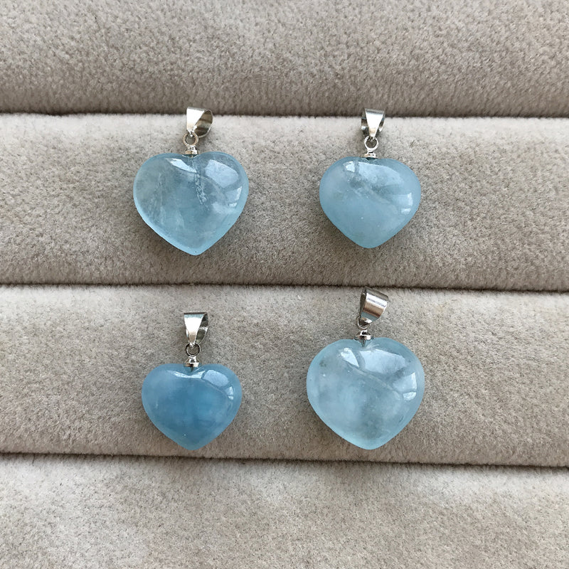 Natural Aquamarine Love Pendant Female Heart