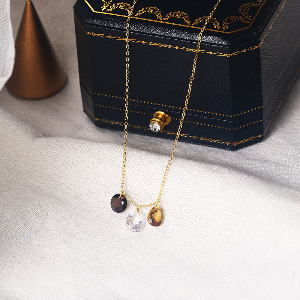 Citrine Necklace Clavicle Chain