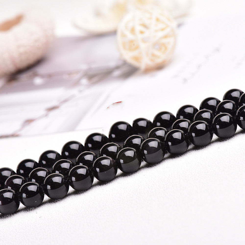 Natural Crystal Polished Obsidian Round Beads