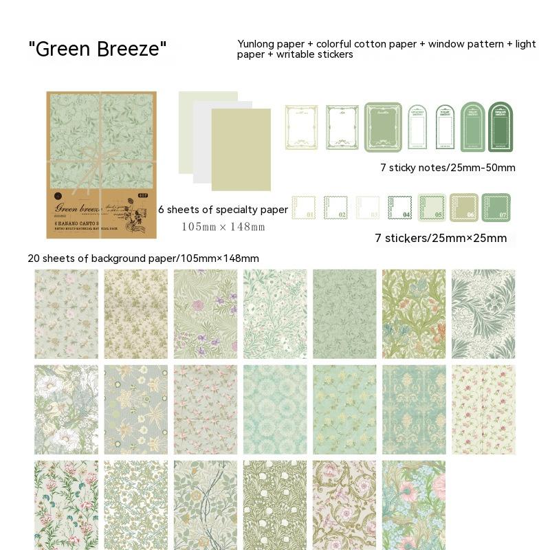 Light Retro Salt Small Floral Journal Material