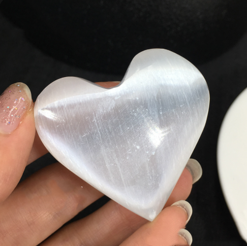 Natural Moroccan Gypsum Heart Ornament Healing Ore