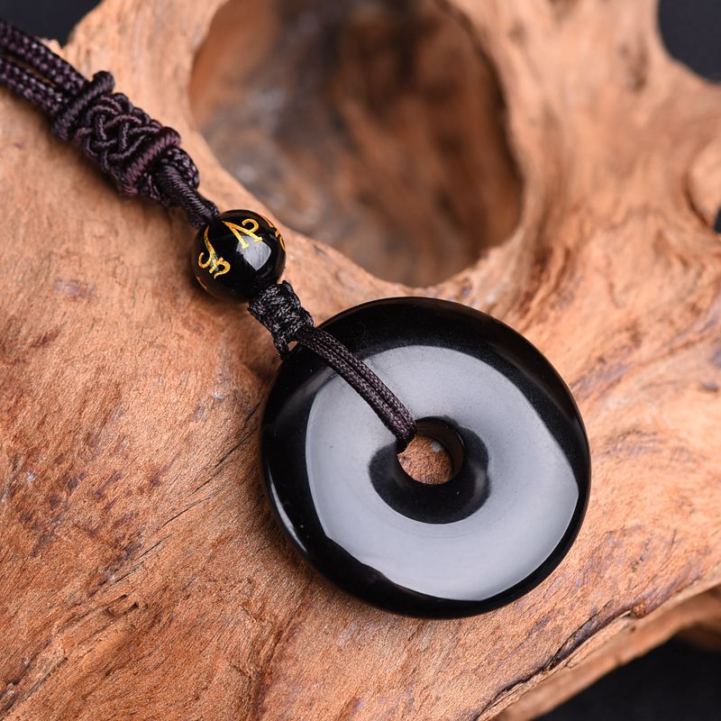 Black Ice Colorful Gold Obsidian Safety Buckle Pendant
