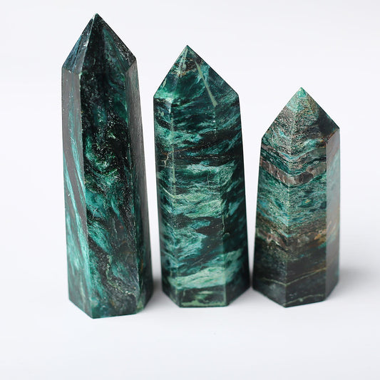 Green Mica Hexagonal Crystal Column Ornament