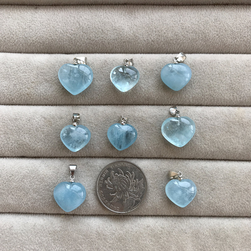 Natural Aquamarine Love Pendant Female Heart