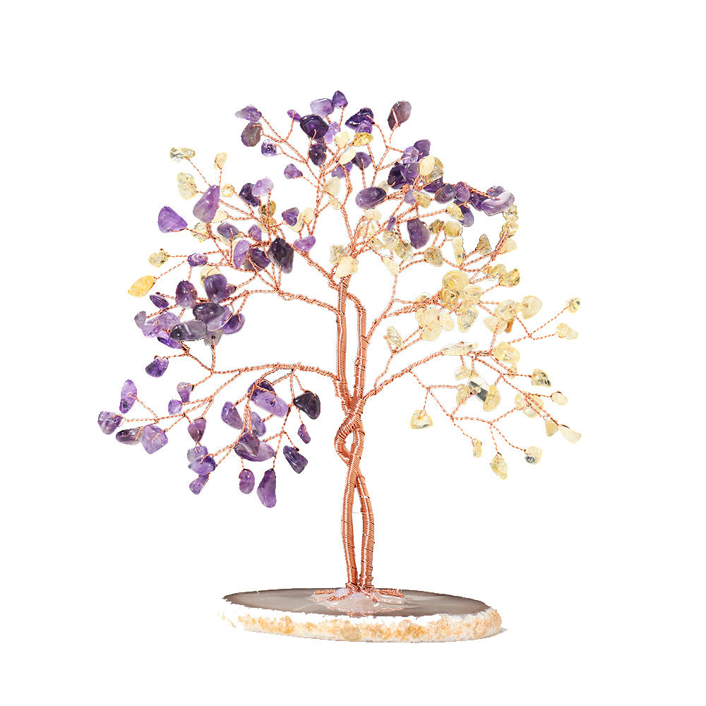 Natural Purple  Citrine Couple Tree Ornament