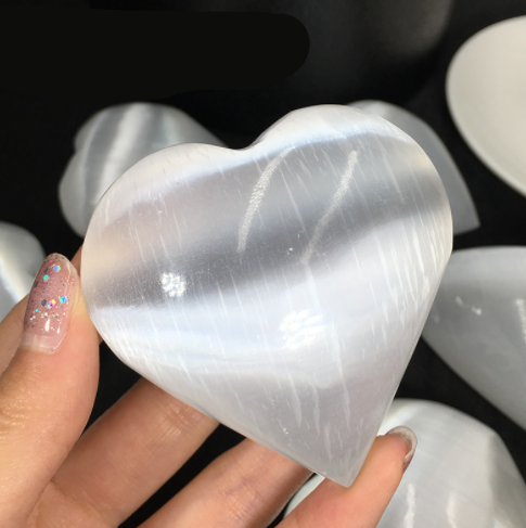 Natural Moroccan Gypsum Heart Ornament Healing Ore