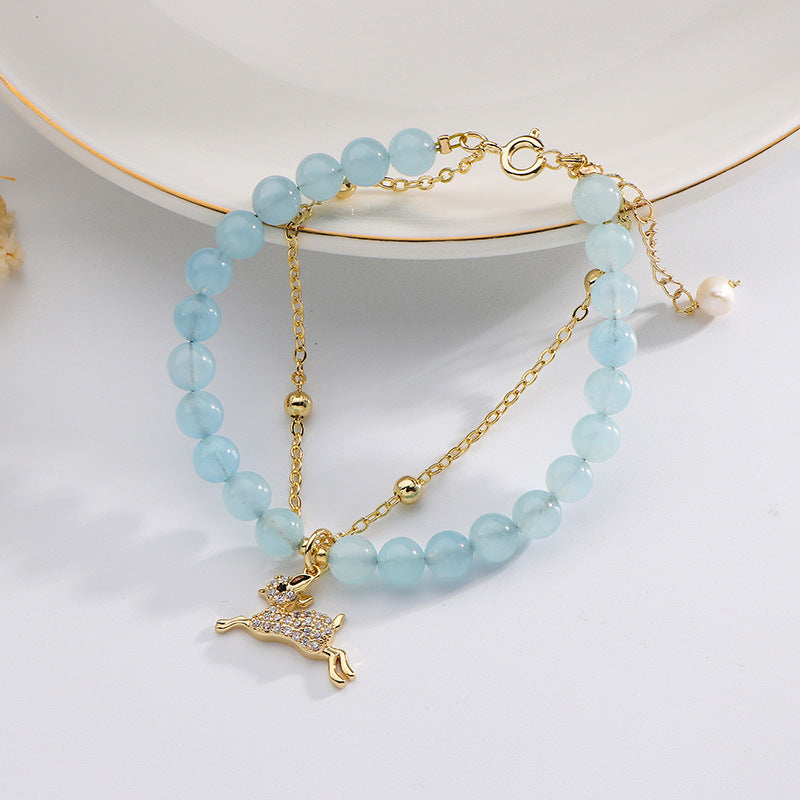 Natural Aquamarine Bracelet Double Aquamarine Transfer Hand
