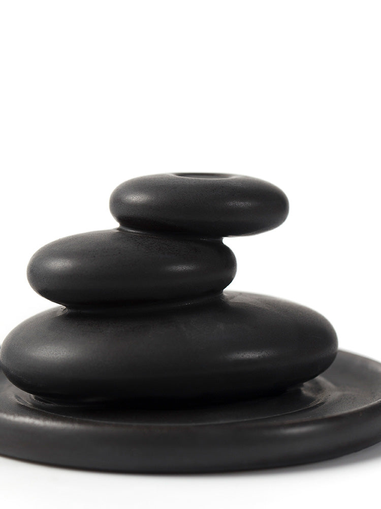 Ceramic Layered Black Stone Reverse Flow Incense Burner