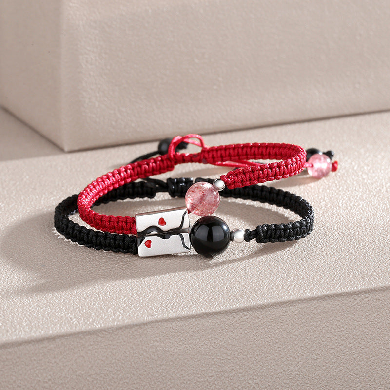 Creative Stitching Niche Obsidian Bracelet