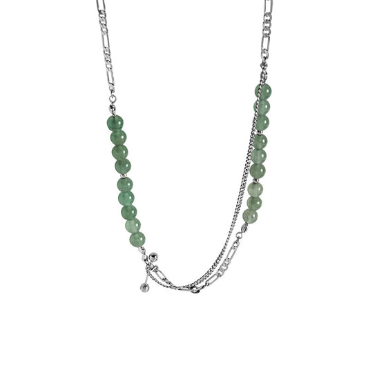 Temperament Wild Natural Green Aventurine Necklace Female Clavicle Chain